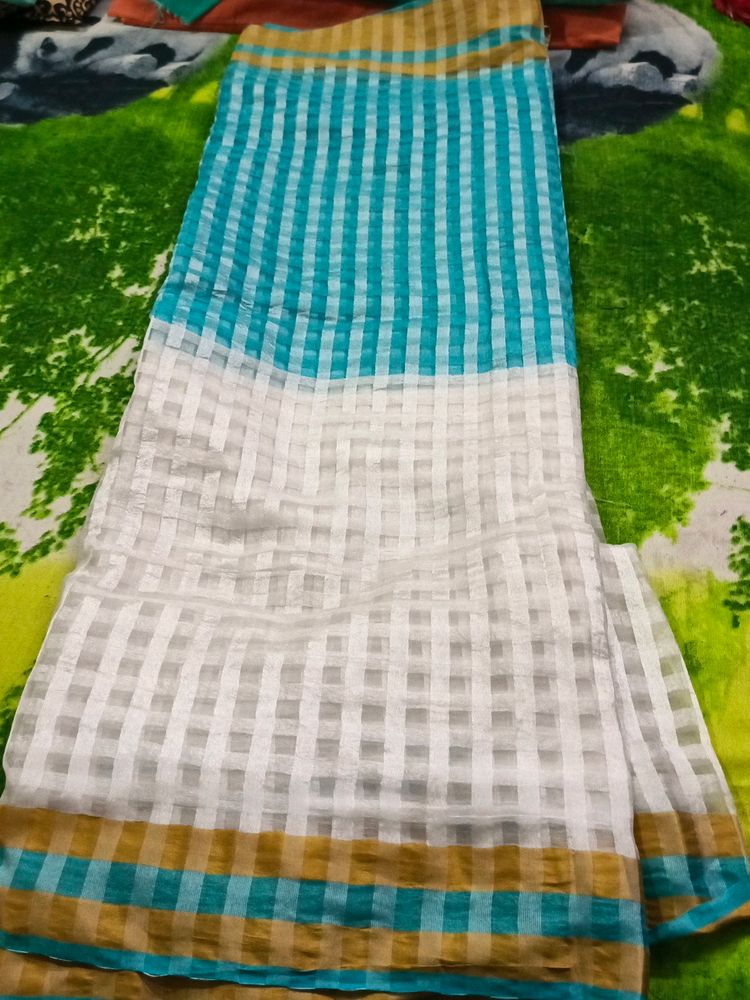 White And Sky Blue Beautiful Kotta Saare