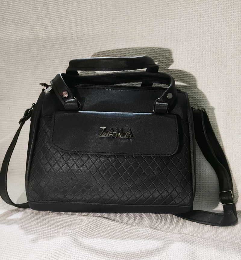 Black Quilted Satchel