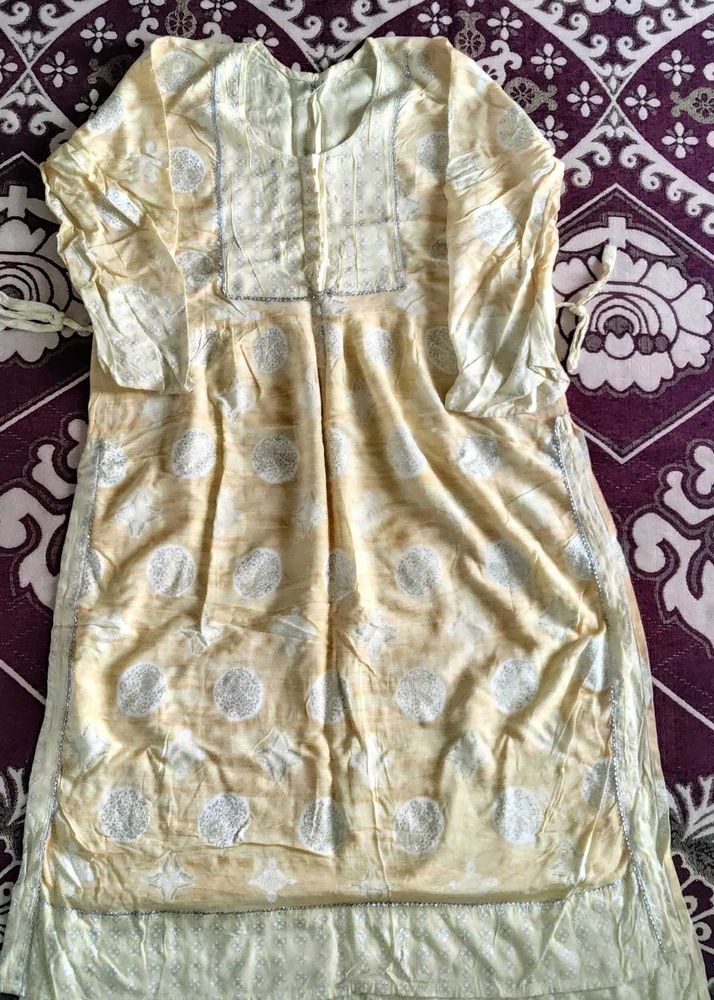 Yellow Embroidered Kurti