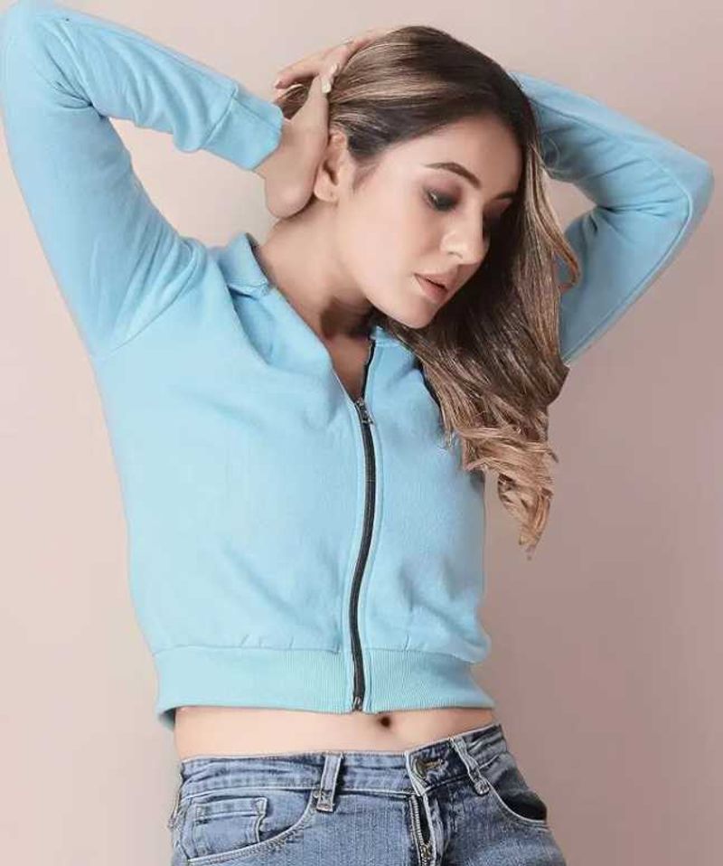 Trendy Korean Crop Sweatshirt