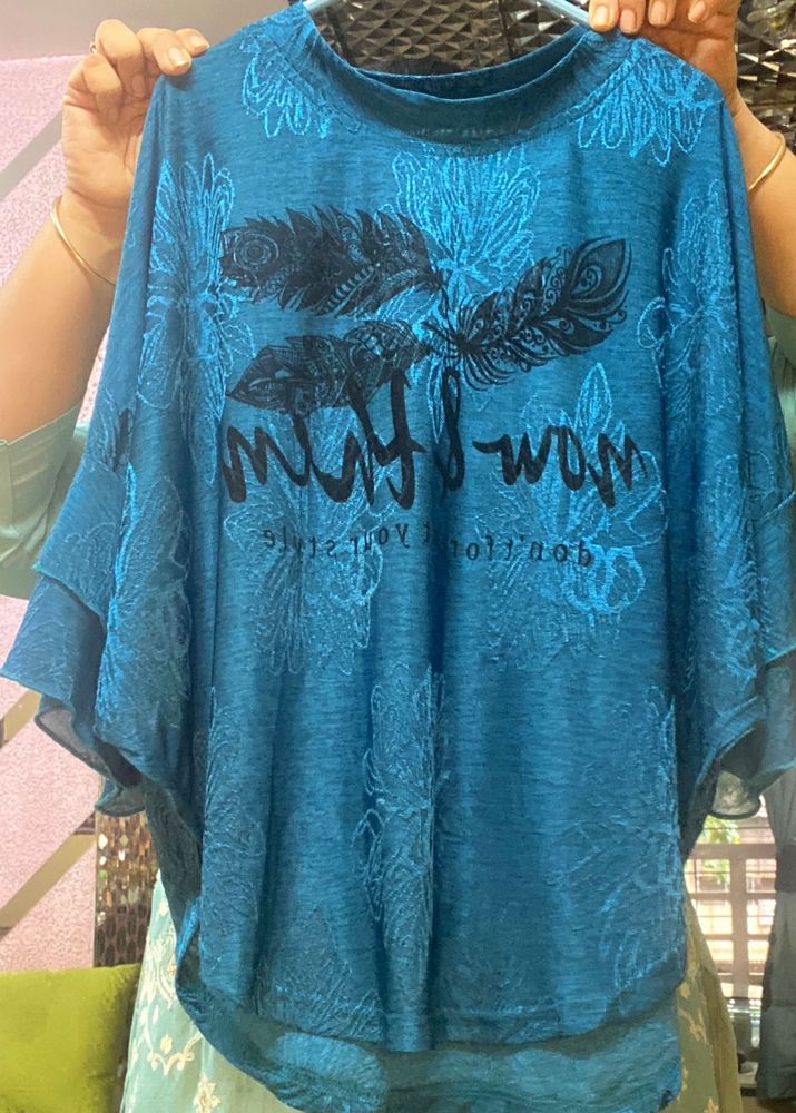 Kaftan Style Baggy Blue Printed Top