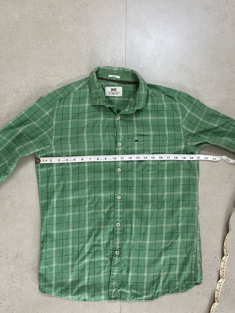 Basics Green Checked Shirt + FREE T-Shirt