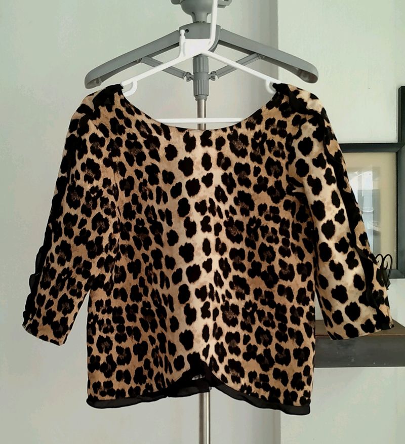 Zara Tan And Black Blouse
