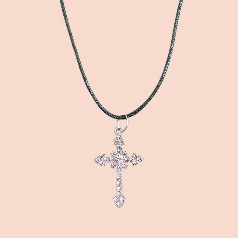 Pink Cross Pendant Necklace