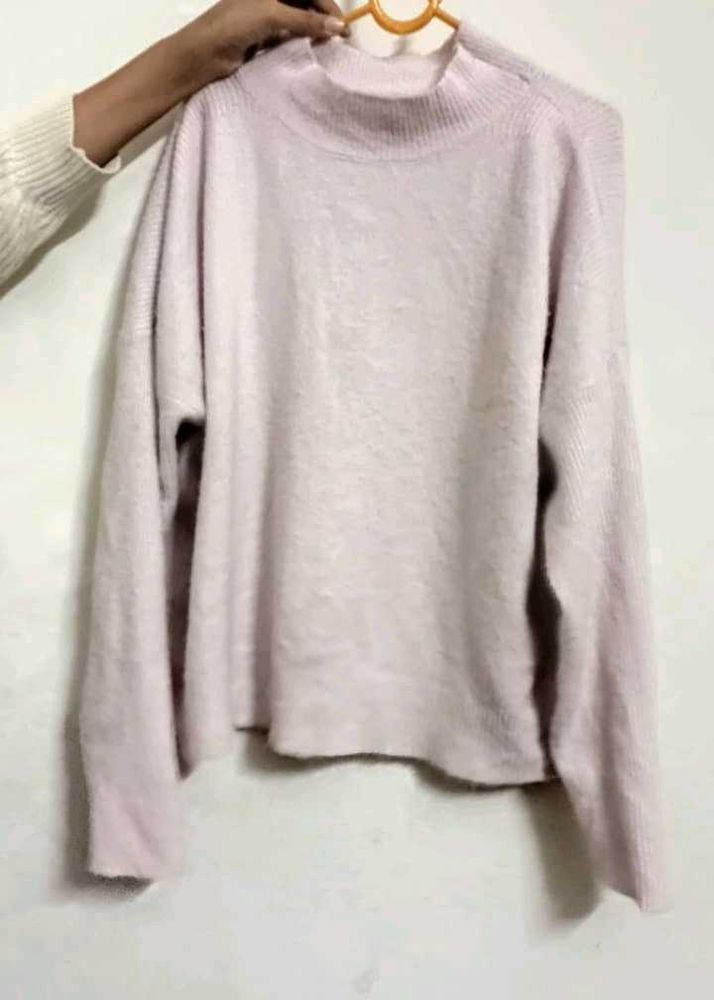 Baby Pink Knit Pullover Sweater 🌸