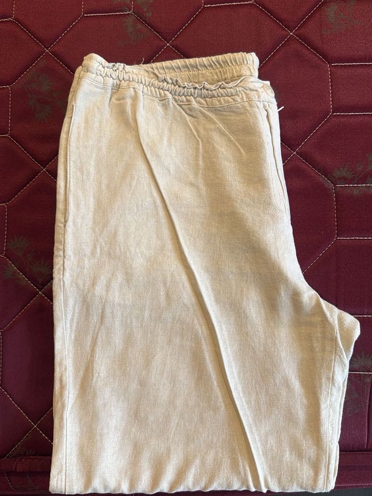 Linen Blend Drawstring Pants