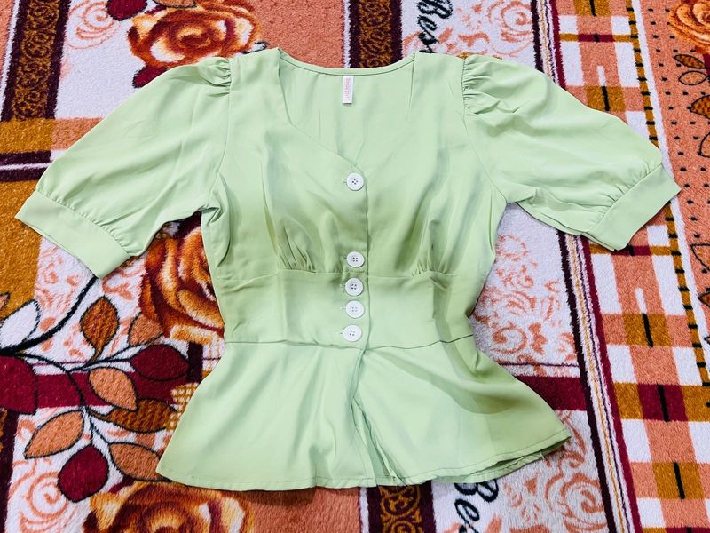 Light Green Button-Down Blouse