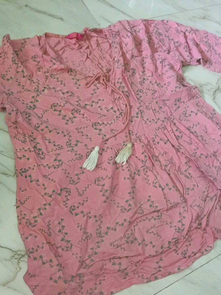 Pink Printed Cotton Top