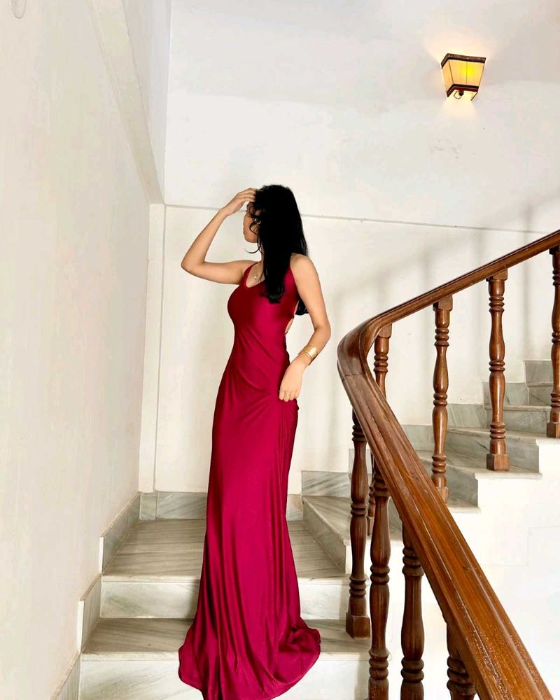 Elegant Maroon Maxi Dress