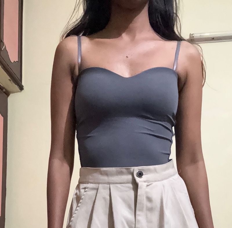 Gray Strappy Bodysuit