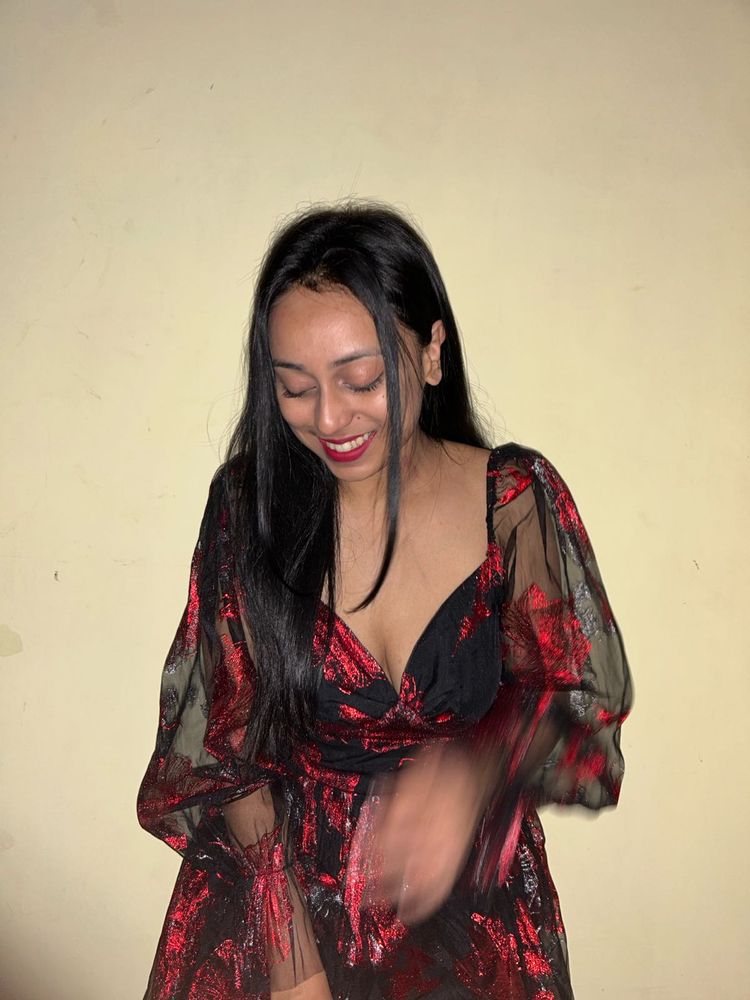 Red &amp; Black Sheer Dress