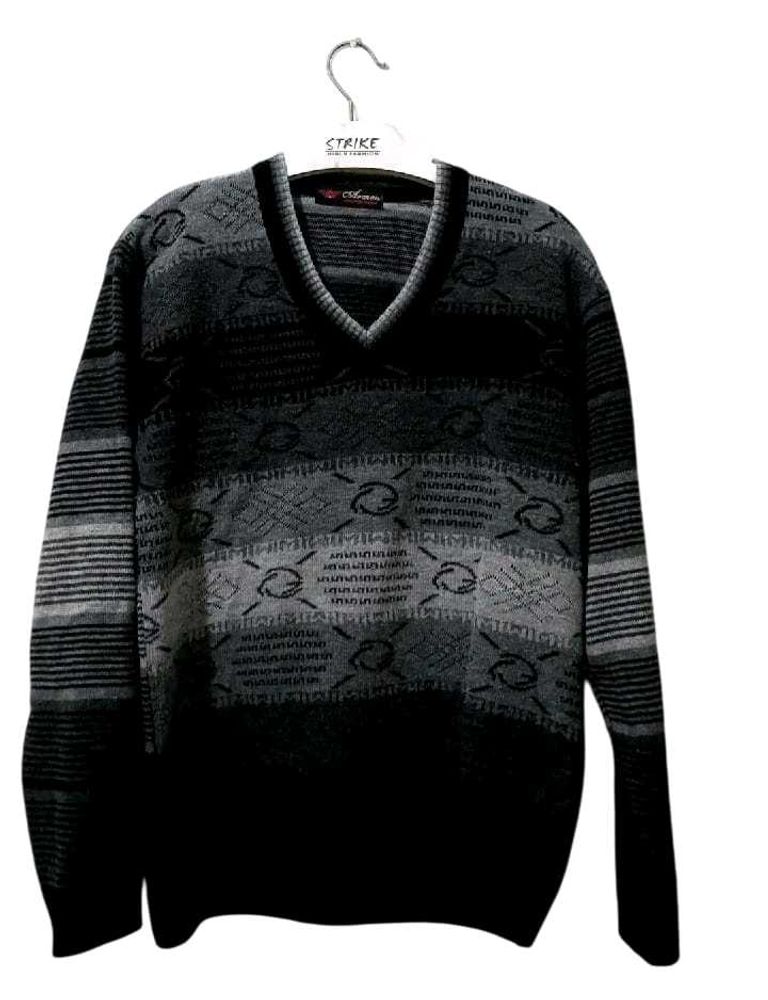 Vintage Patterned V-Neck Sweater