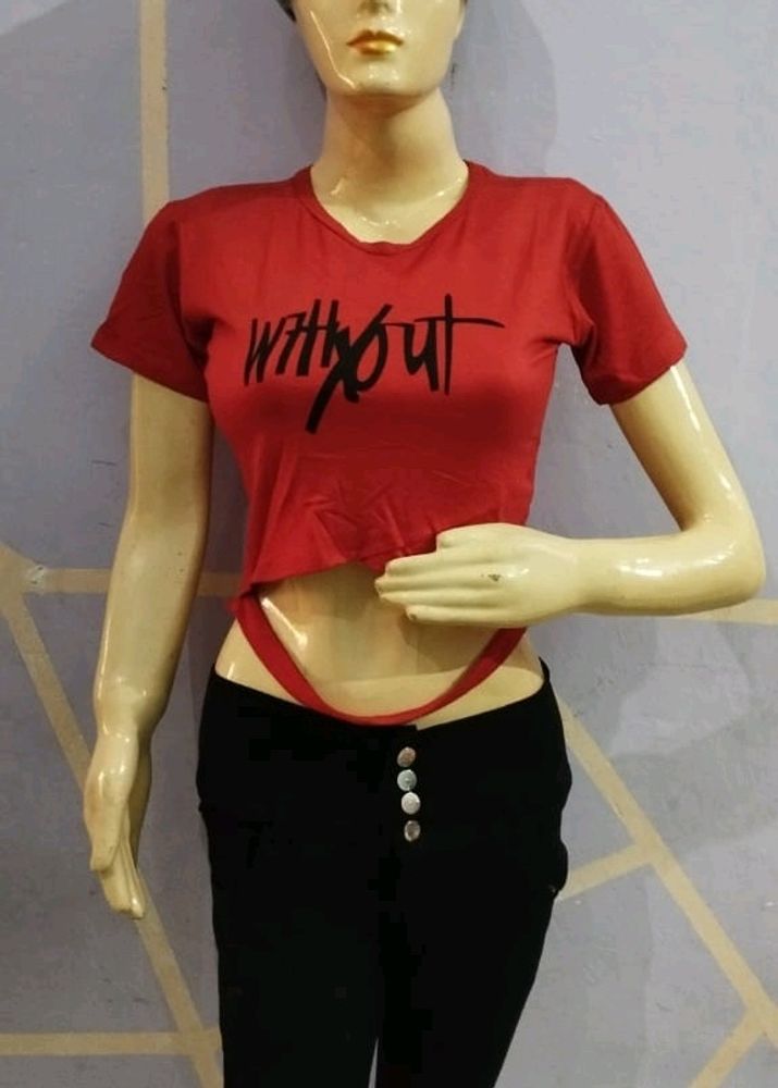 Beautiful Trendy Maroon Crop Top With Front Design