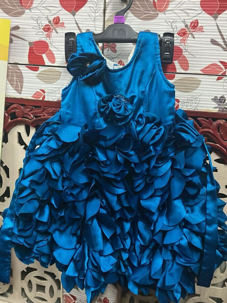 1-3 Yr Cute Blue Flower Girl Dress