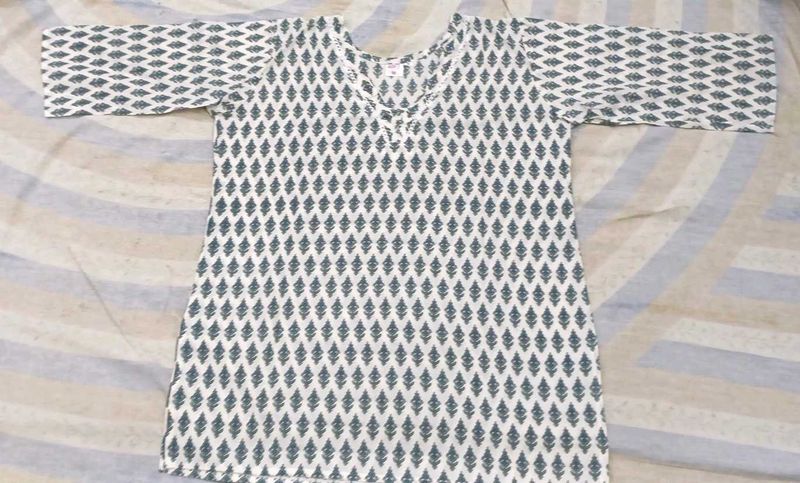 Printed White Kurta