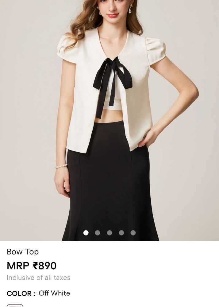 Off White Bow Top