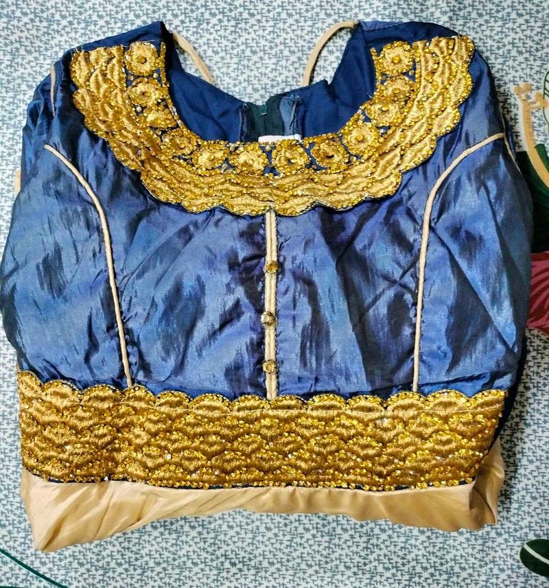 Embroidered Blue &amp; Gold Gowns