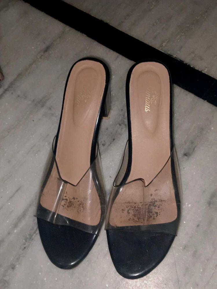 Trendy Clear Heel Mules