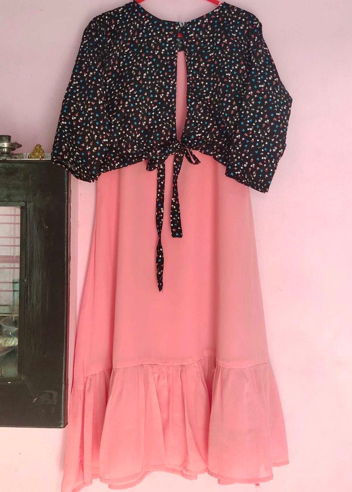 Light Pink Frock With An Overcoat