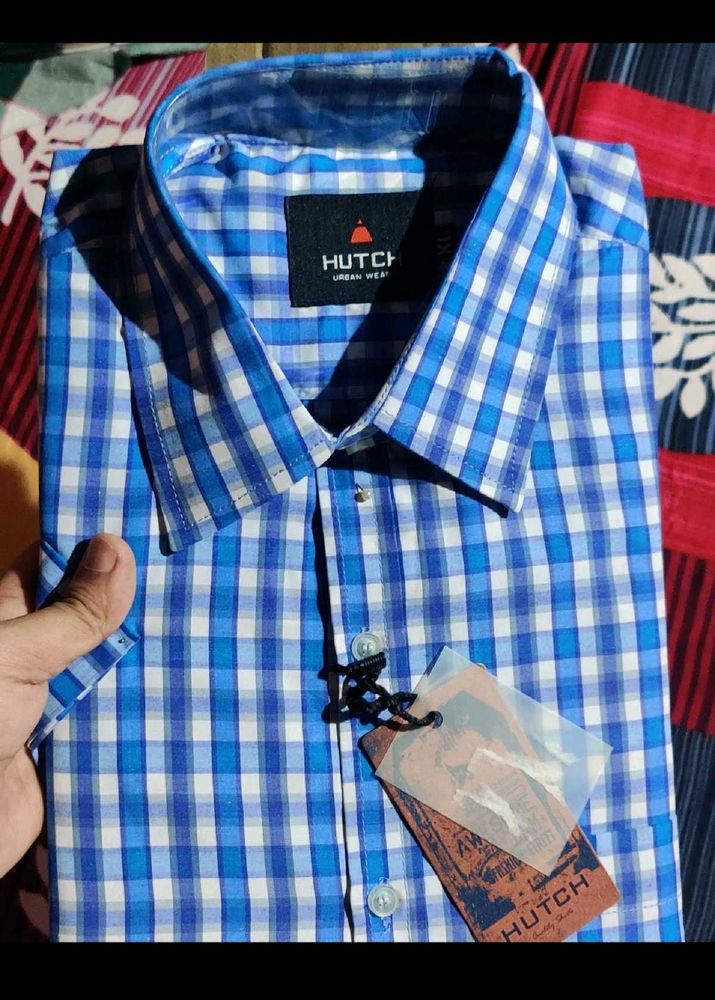 Hutch Blue Checkered half Shirt