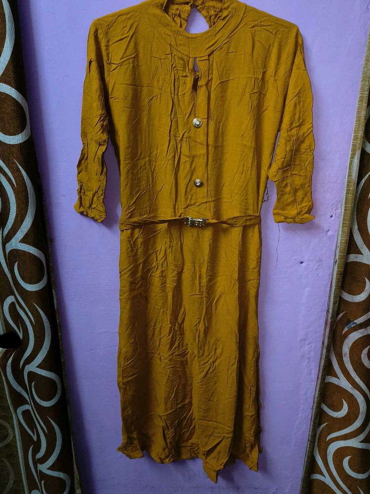 Mustard Yellow Midi Dress