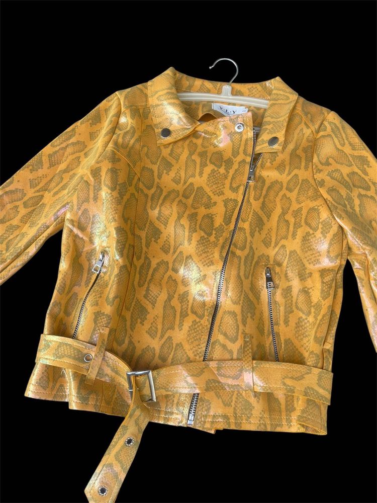 Snake Print Leather Jacket
