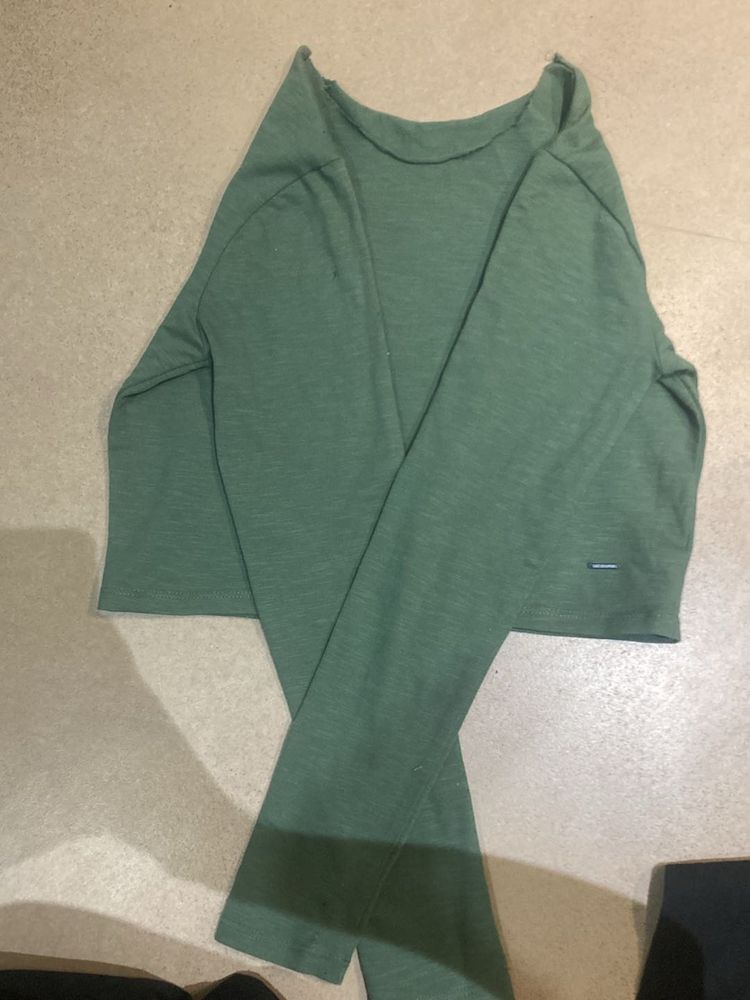 Green Full Sleeved Crop Top