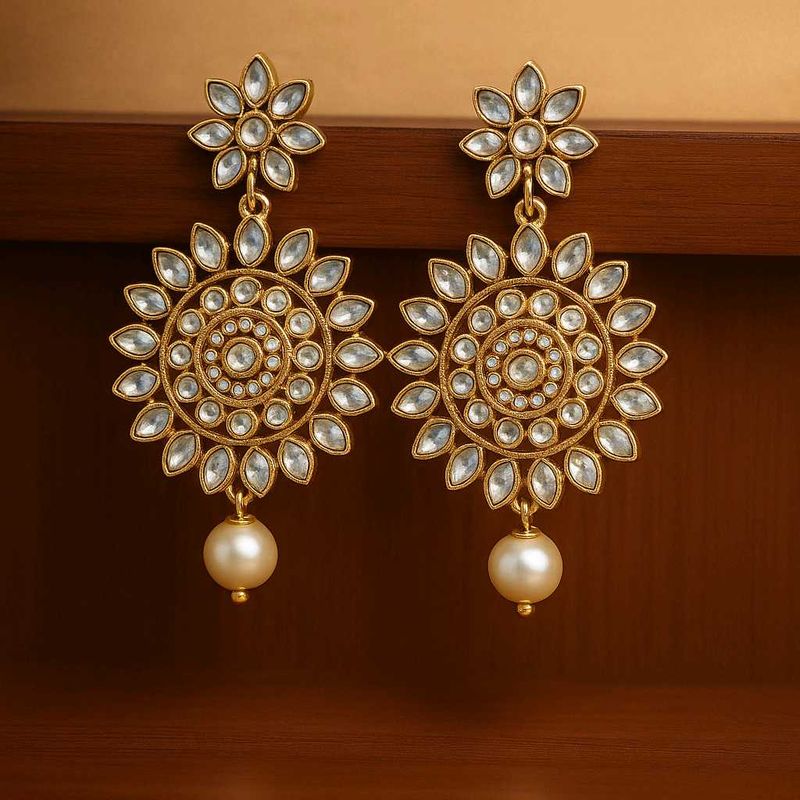 Elegant Kundan Floral Statement Earrings