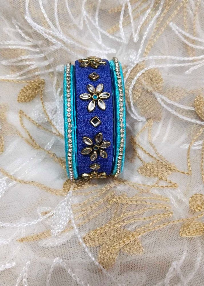 Blue Combination Silk Thread Bangles