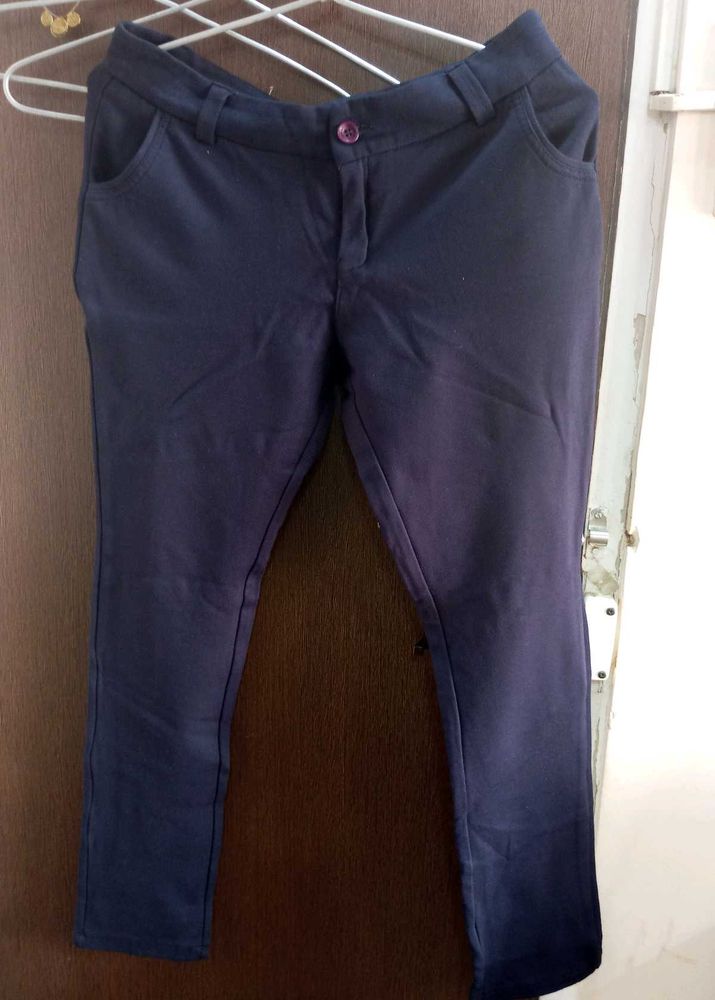Navy Blue Slim Fit Pants