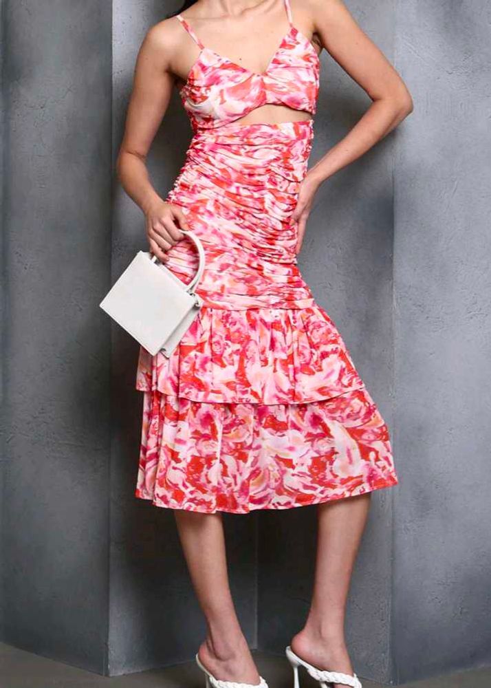 Floral Cutout Midi Dress