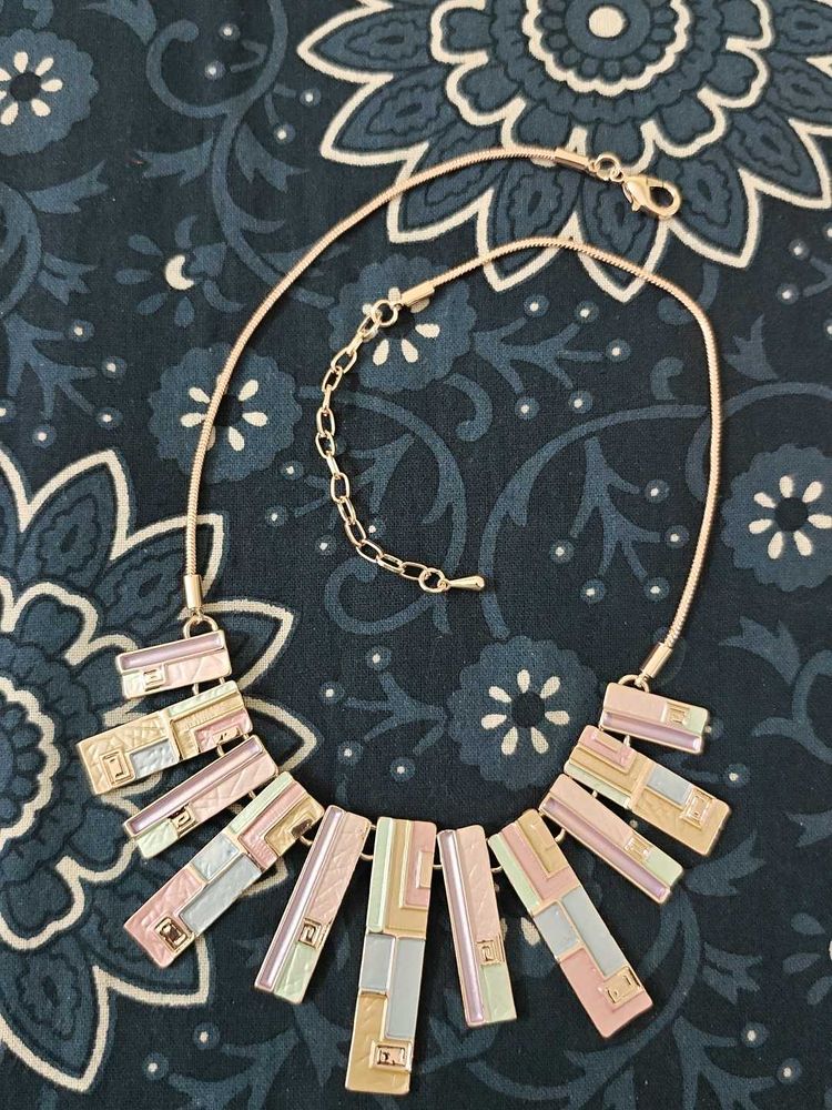Pastel Geometric Statement Necklace