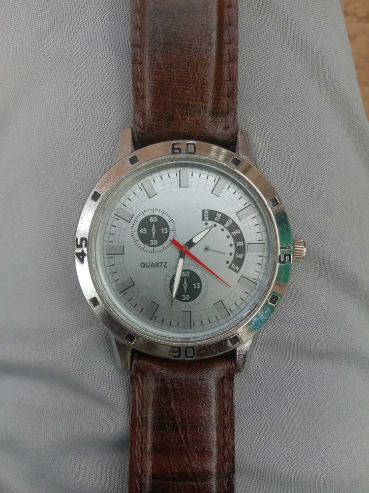 Men&#39;s Quartz Watch Brown Leather