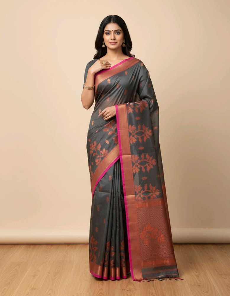 Elegant Black Floral Saree