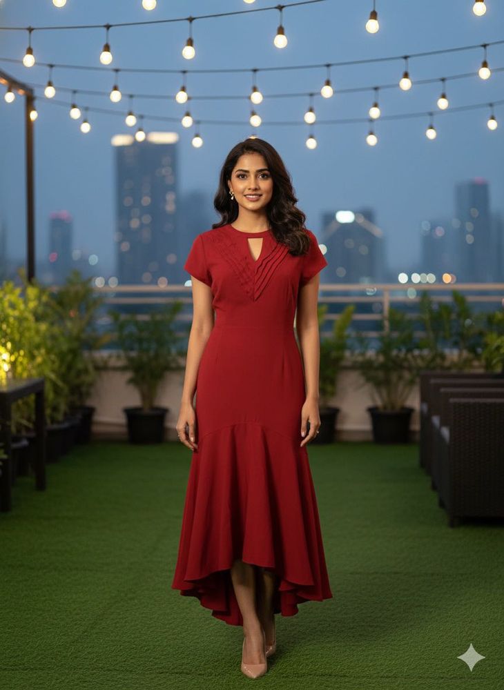 Chic Maroon Hi-Lo Dress