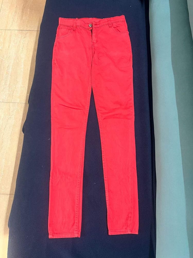 Reduced Price - Red Cotton Pant For Casual Meeting