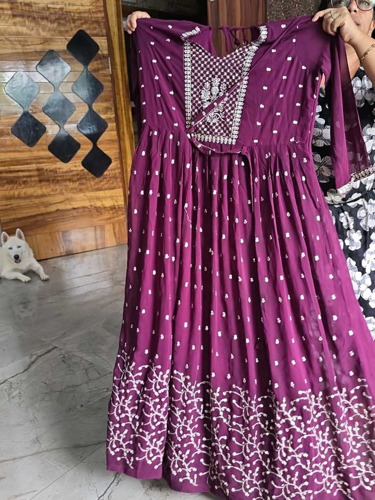 Elegant Purple Embroidered Anarkali