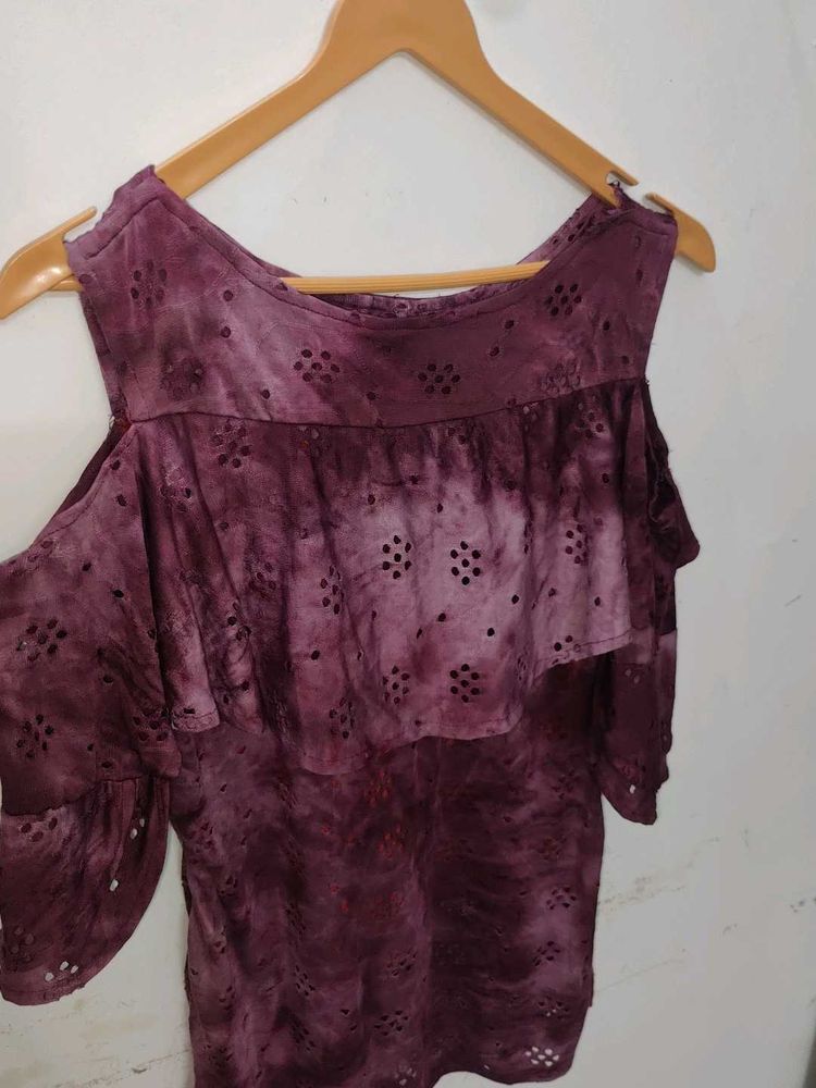 Purple Cold Shoulder Top