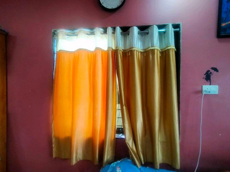 Orange and Beige Window Curtains