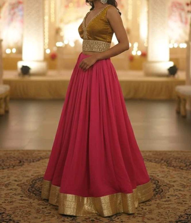 Mustard &amp; Pink Lehenga Choli Set
