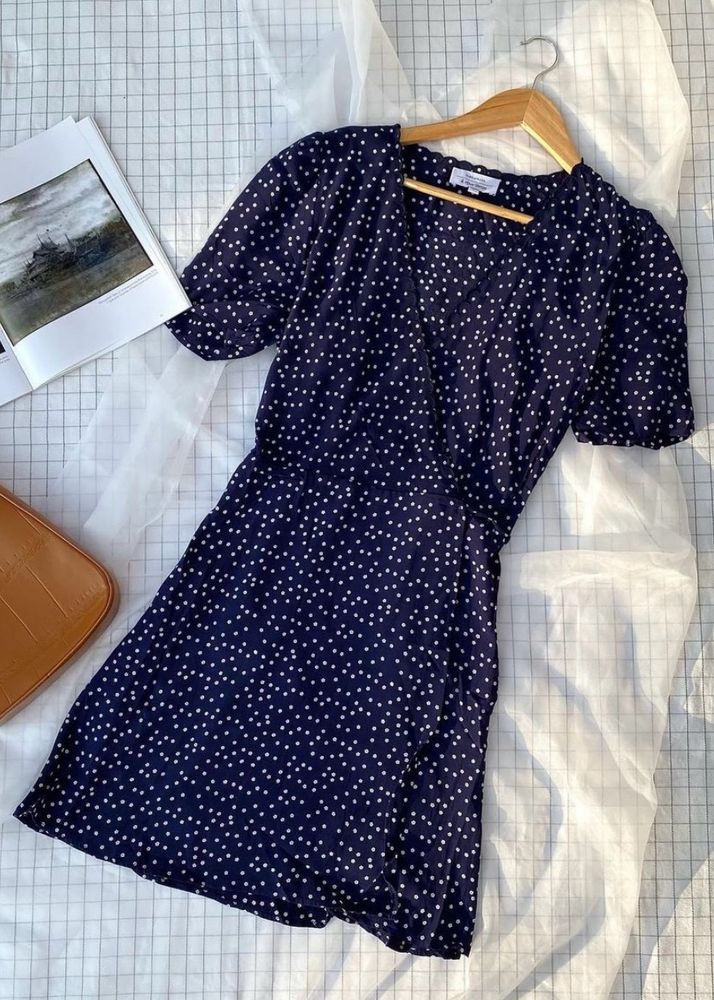 &amp; Other Stories Navy Blue Wrap Around Dress