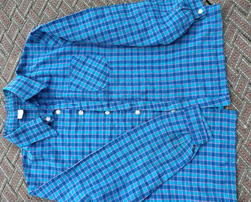 Blue Checked Long Sleeve Shirt
