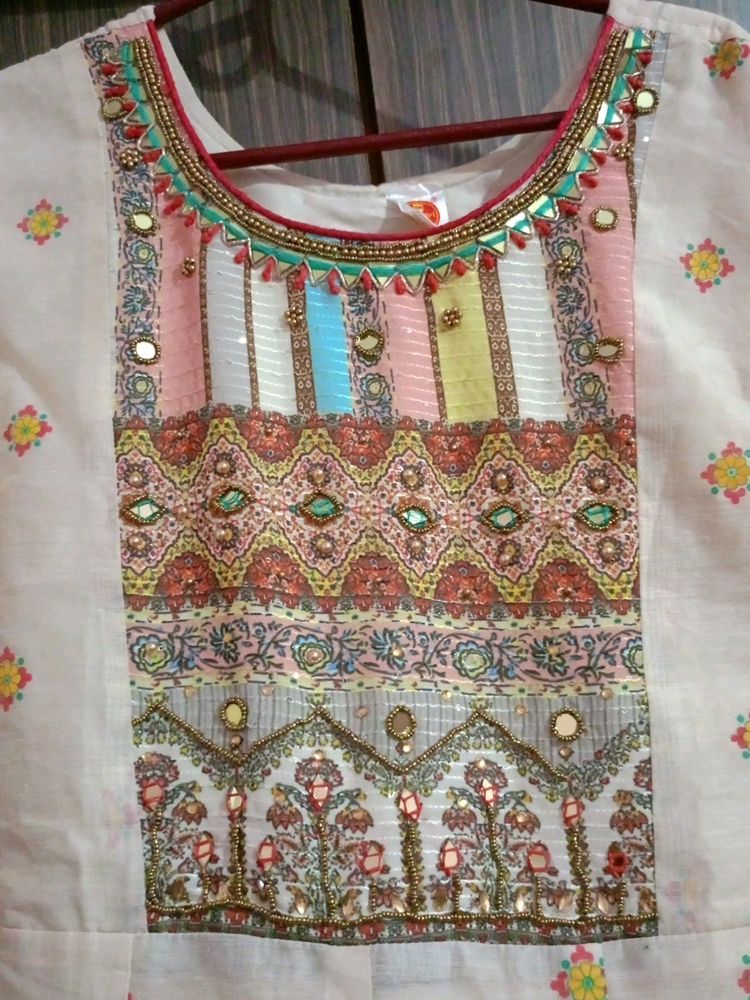 Beautiful Kurti With Lining , Off White Colour
