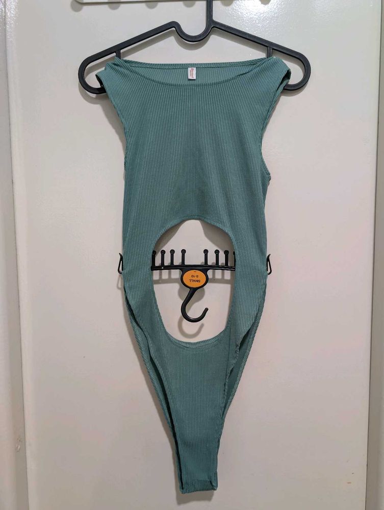 Green Cutout Bodysuit
