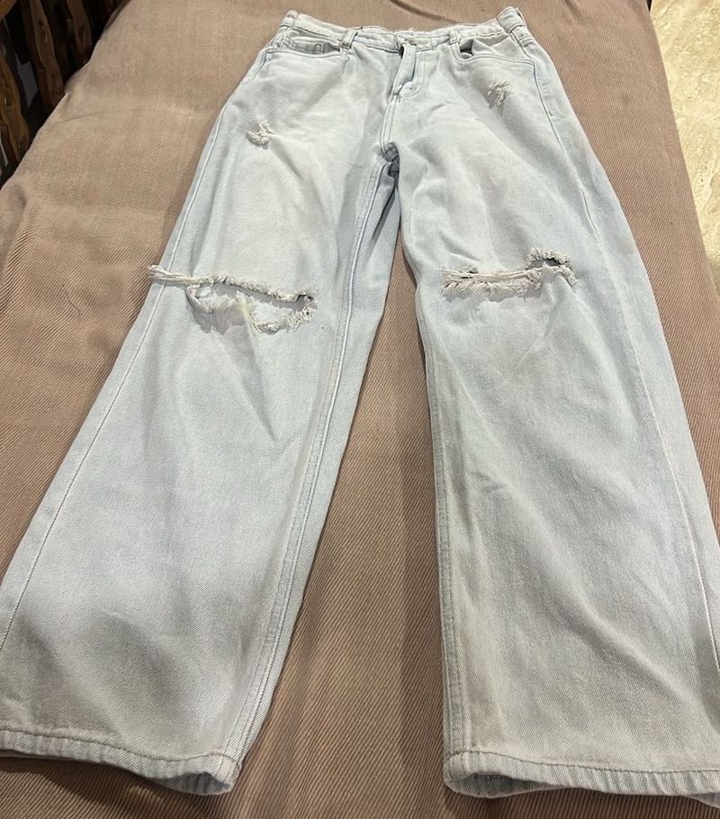 Ripped Wide Leg Jeans