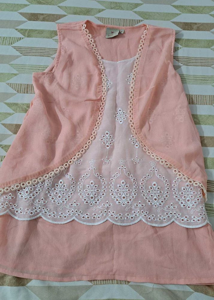 Peach Top with Embroidery