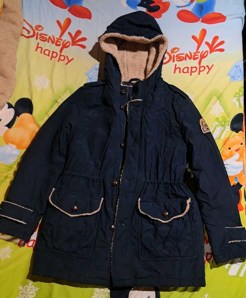 Navy Blue Hooded Winter Parka