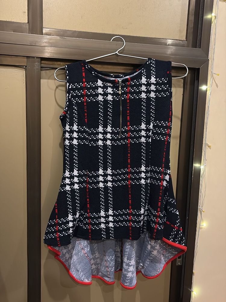 Chic Plaid Peplum Top