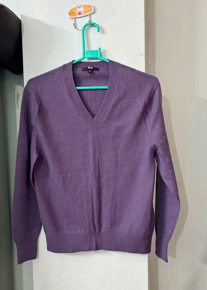 Purple V-Neck Sweater Uniqlo