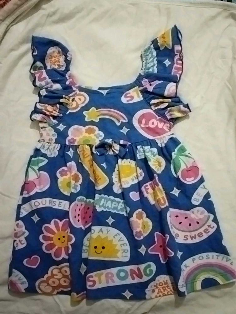 Cute Girl's Graphic Print Dress